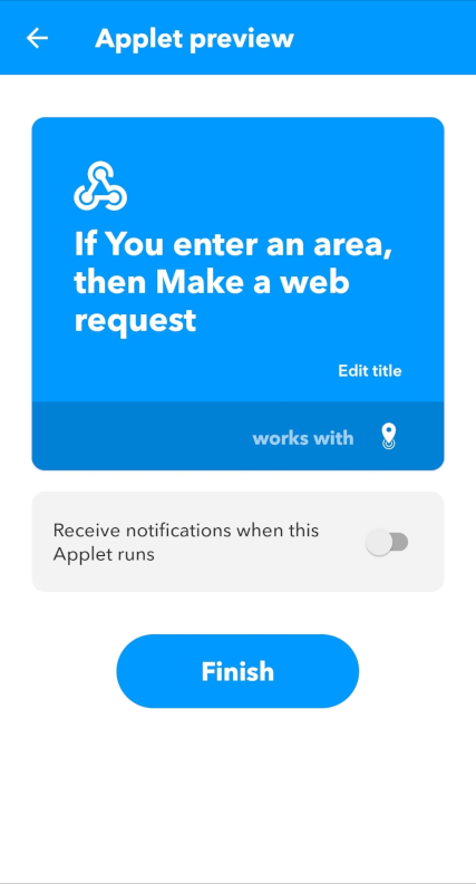 Click finish to activate your applet Click finish to activate your applet
